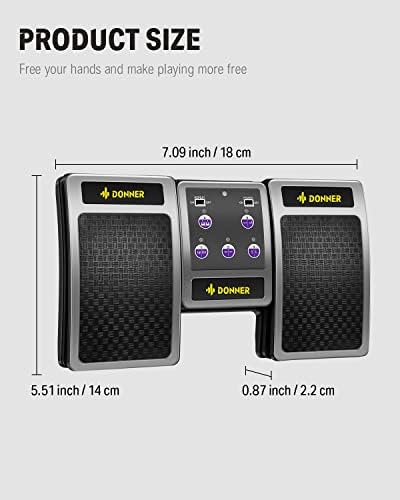 Donner Bluetooth Page Turner Pedal for Tablets and Phones Rechargeable Wireless Foot Pedal, Silver
