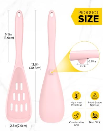 BUNDLEPRO Silicone Cooking Spoons for Nonstick Cookware, One-Piece, 2 Pack