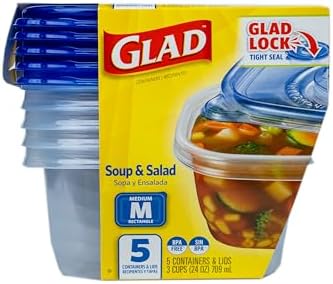 Glad GladWare Medium Rectangle Food Storage Containers, 24 Oz, 5 Count