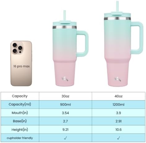 Konokyo 30 oz Insulated Tumbler Water Bottle with Handle, Straw Lid