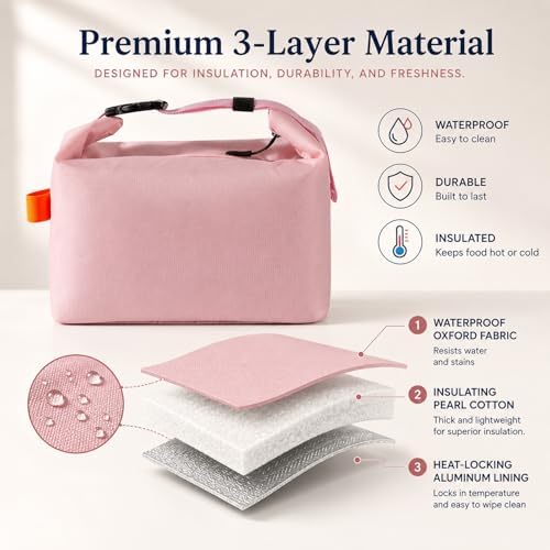 Insulated Lunch Bag For Women, Reusable Lunch Box Tote Bags