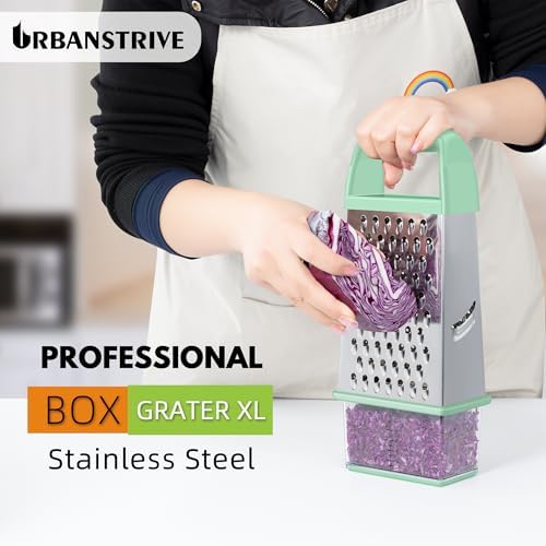Cheese Grater With Container Box Grater Stainless Steel Kitchen Mint Green