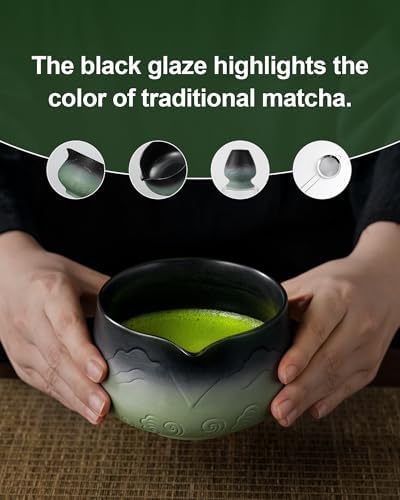 ZENS Premium Matcha Whisk Set, 6pcs Matcha Kit with Matcha Tools, Green