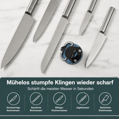 AnySharp – GLOBAL – Easy to Use, Hands Free Knife Sharpener - Blue