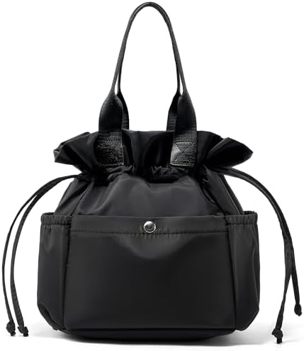 Yarnic Lunch Bag Women Insulated Lunch Box with Water Bottle Holder (Black)