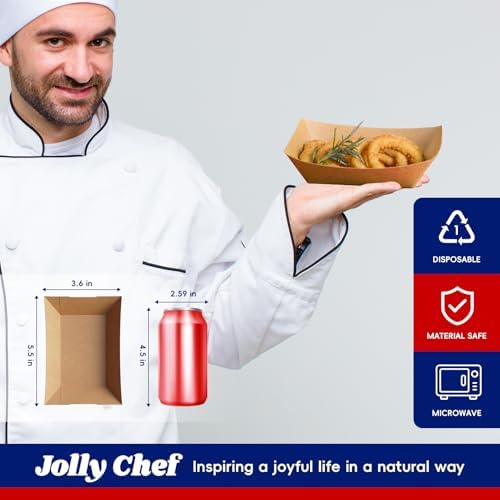 JOLLY CHEF 2lb Paper Food Tray 1000 Pack Disposable Paper Boat Serving Boat