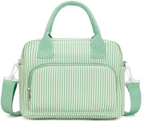 GASSDA Lunch Box for Women Insulated Lunch Bag Women Adult Cute Lunch Bags Reusable Lunchbox Cooler Tote Bag for Work Picnic (Green and white stripes)