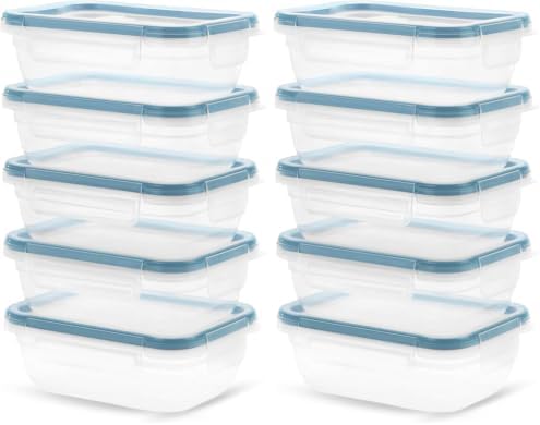 Snapware Total Solutions (3 Cup) Plastic Food Storage Containers Set, Airtight & Leakproof Locking BPA-Free Lids Tupperware, Freezer Dishwasher Microwave Safe (Pack of 10)