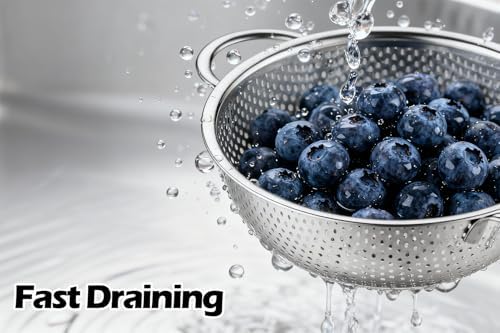 Leonyo Stainless Steel Colanders and Strainer Set, 3 Pack(1-3-5Quart)