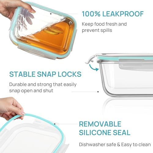 Vtopmart Large Glass Food Storage Containers with Lids, 122oz+50oz, 2 Pack