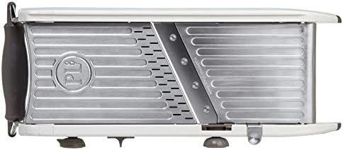 PL8 Professional Mandoline - Versatile Slicer with Adjustable Straight, Waffle, and Julienne Blades, Extra-Wide Stainless Steel Deck, Safety Hand Guard, Non-Skid Feet, and Space-Saving Design