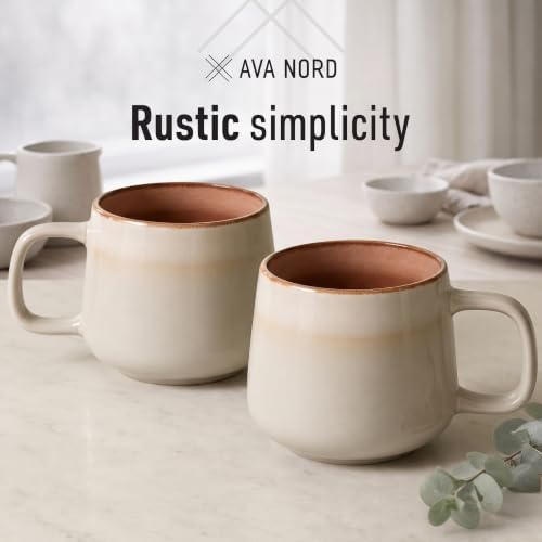 Ava Nord Large Stoneware Ceramic Coffee Mugs Set of 2 | 20 oz | Sage Ash