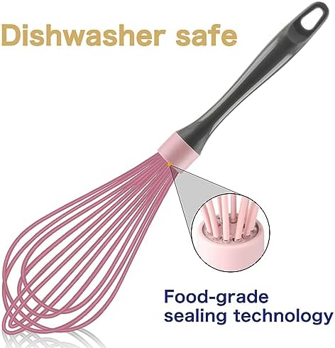 OYV Dishwasher Safe Silicone Whisk, 12-Inch, Non-Scratch, Pink