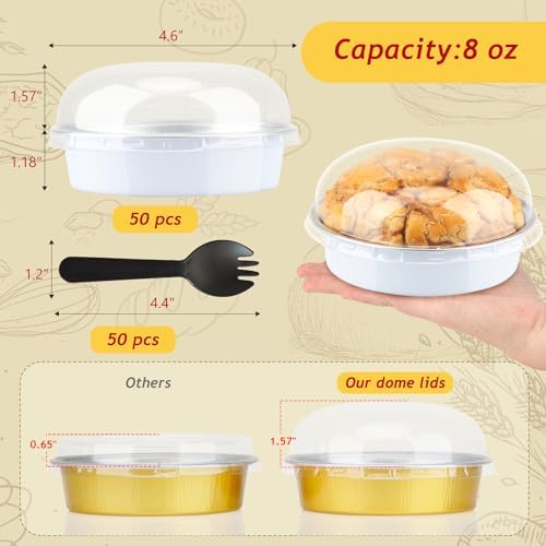 LNYZQUS 8oz Mini Pie Tins with Lids 50 Pack, 4 Inch Individual Cake Pans