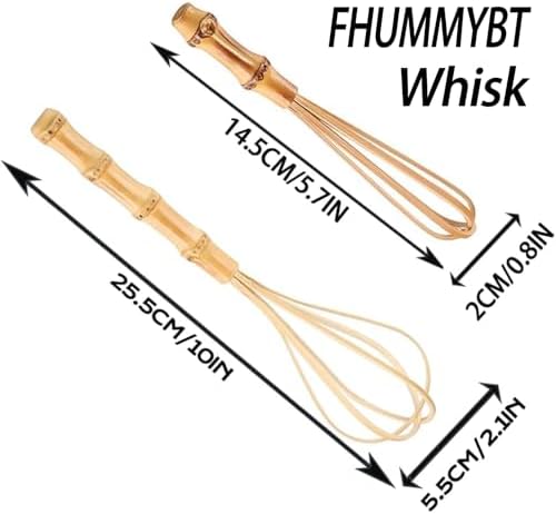 Handmade Bamboo Whisk, Uncoated Wooden Whisk Set for Cooking