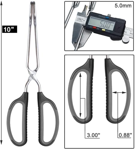 HINMAY Scissor Tongs 10-Inch Stainless Steel Scissor Style Tongs