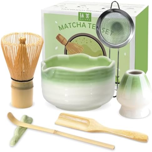 JBER Matcha Set, 7PCS Matcha Whisk Set with Bamboo Whisk for Matcha Starter