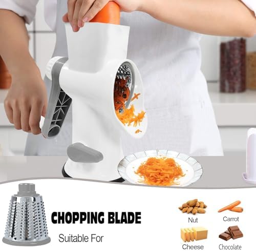 Cheese Grater with Handle,Multifunctional Rotary Cheese Grater