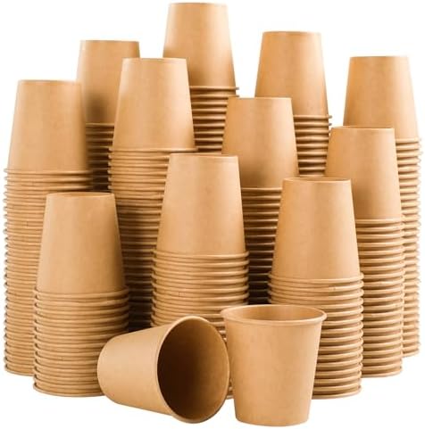 Clawsoff 300 Pack 3 oz Paper Cups Disposable Kraft Small Bathroom Cups