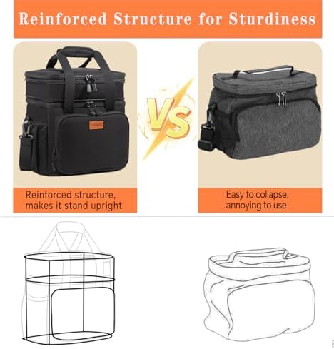 GLENKEY Expandable Lunch Box Insulated Leakproof Cooler Bag Work Outdoor