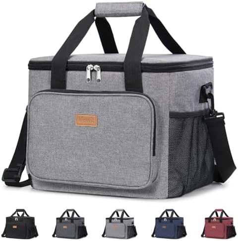 Lifewit Large Lunch Bag, Insulated Lunch Box, Soft Cooler Cooling Tote for Adult Men Women, Gray 40-Can (24L)
