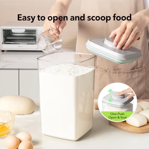 Ankou Food Storage Container Sets, 2.8 Qt + 4.2 Qt Airtight Canisters with Lids and 130ml Scoop, BPA-Free Plastic Pantry Containers for Flour, Sugar, Rice
