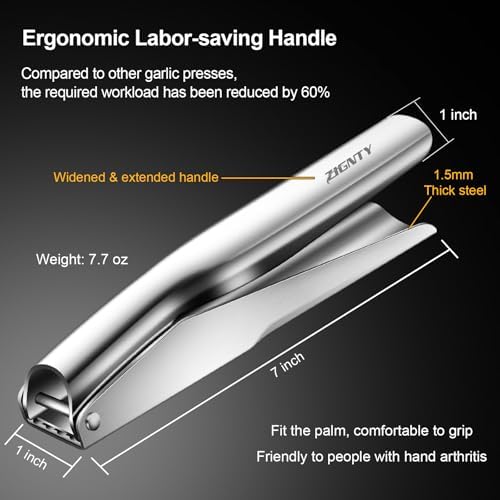 Garlic Press Stainless Steel, Garlic Mincer Tool No Need to Peel
