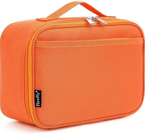 FlowFly Kids Lunch box Insulated Soft Bag Mini Cooler Back to School Thermal Meal Tote Kit for Girls, Boys, Orange