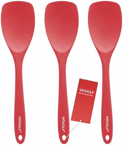 Vovoly Silicone Spatula Spoon Set, 11 IN, Red, Spoonulas Heat Resistant