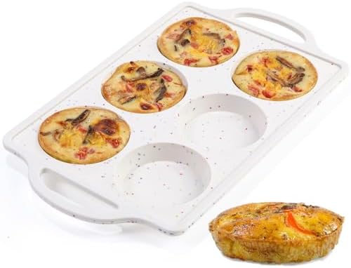CAKETIME Muffin Top Pan, 3 Inch Metal Reinforced Frame Silicone Egg Mold for Breakfast Sandwiches Non Stick Round Silicone Egg Pan for Baking English Muffins, Whoopie Pies, Corn Bread, Tarts Confetti