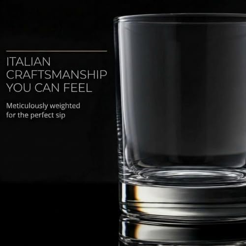 Godinger Whiskey Glasses, Bourbon Rocks Cocktail Set of 4, Made in Italy