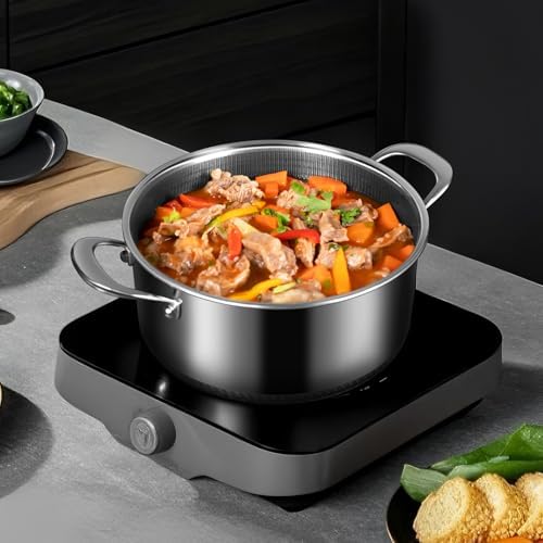 Hybrid Nonstick 7.5 QT Stockpot with Lid, Stainless Steel Stockpot with Honeycomb Texture,Compatible with All Cooktops,Dishwasher and Oven Safe