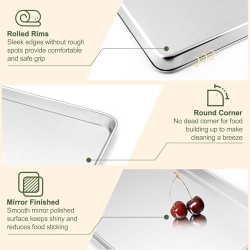 TeamFar Baking Sheet with Rack Set, 3 Pans + 3 Racks, 16/12.5/10.5 Inch