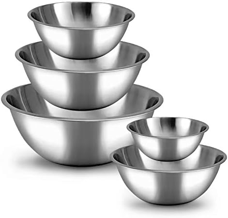 WHYSKO Stainless Steel Mixing Bowls Set, 5-Piece Meal Prep & Food Storage