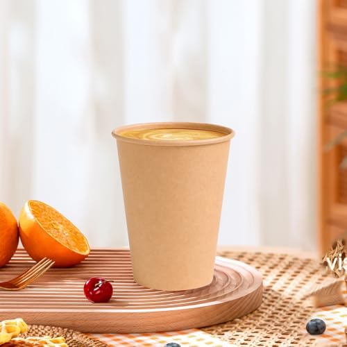 BYSNOW 1000 Pack 12 oz Kraft Paper Cups, Disposable Coffee Hot Water Cups