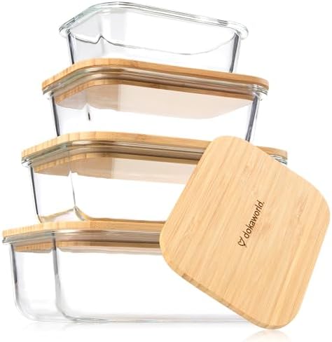 Set of 4 Stackable Space-Saving Nesting Glass Containers