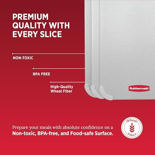 Rubbermaid 3pc Reversible Wheat Fiber Cutting Board Set | BPA Free Non Toxic Cutting Boards for Kitchen – Dishwasher Safe, Non-Slip Corners & Lightweight | For Meat, Veggies & Fruits