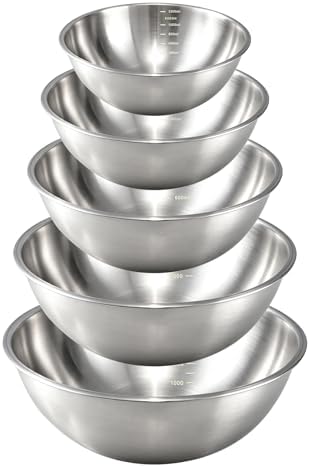 Gronivex Stainless Steel Mixing Bowls Set, 5-Piece (1.5-5.3 Qt)