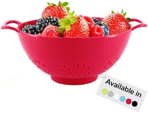 Meadow Lane 6-Inch Small Colander, 3-Cup Food Strainer, Cardinal Red
