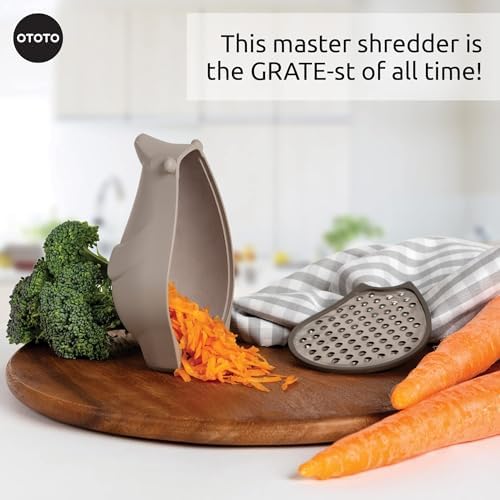 OTOTO Grater - Stainless Steel, BPA Free, Dishwasher Safe, Fun Kitchen Gadget, Vegetable Shredder, Cute Kitchen Gifts & Accessories (Barry The Bear Cheese Grater, Brown)