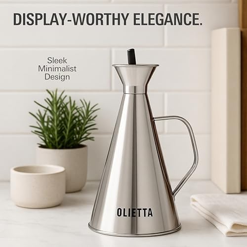 Olive Oil Dispenser Bottle, Stainless Steel Non-Drip Pourer 17 fl oz