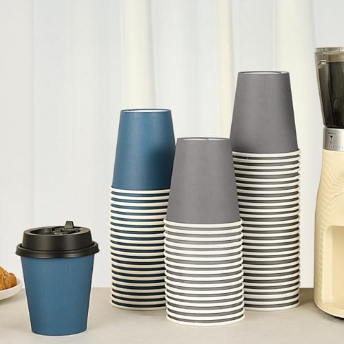 LITOPAK 100 Pack 10 oz Disposable Paper Coffee Cups with Lids