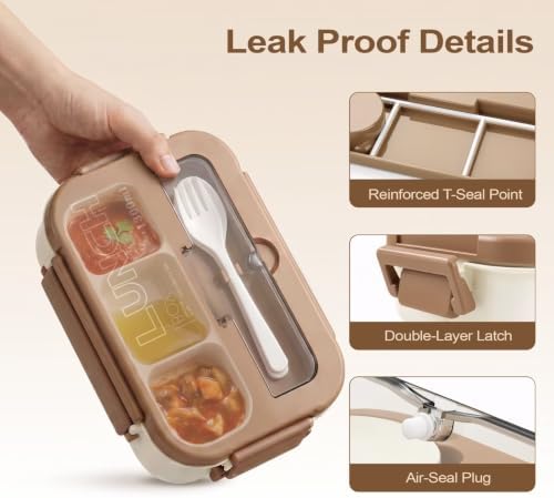 Bento Box Adult Lunch Box, Lunch Containers for Adults 44.5 Oz/5 Cup, Khaki