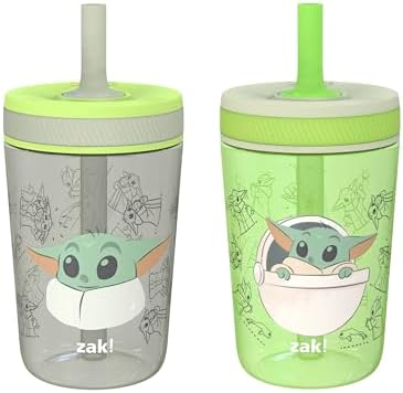 Zak Designs Star Wars The Mandalorian Kelso Toddler Cups For Travel or At Home,Durable Plastic Sippy Cups With Leak-Proof Design is Perfect For Kids (Baby Yoda, Grogu),2 Count, 15 Ounces (Pack of 12)