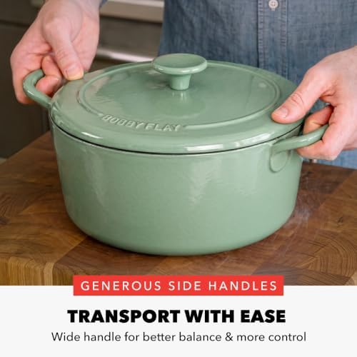 GreenPan x Bobby Flay 5.5QT Enameled Cast Iron Dutch Oven With Lid, Green