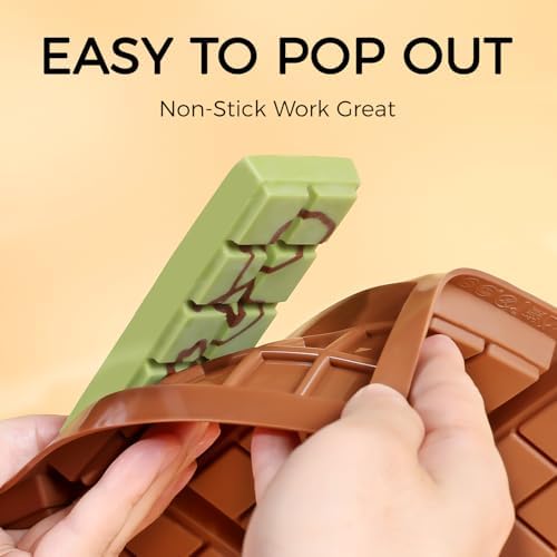 Chocolate Bar Mold, Non-Stick Dubai Chocolate Molds, Food Grade Silicone Deep Chocolate Bar Mold for Pistachio, Candy- Set of 3