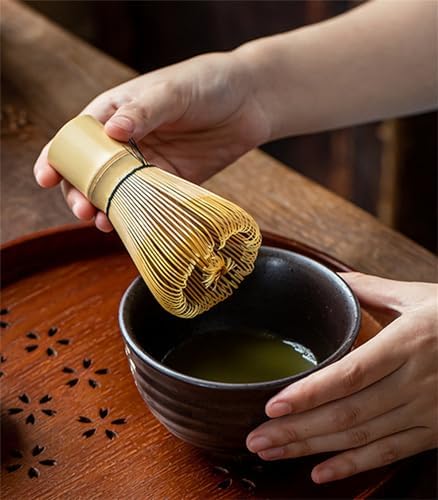 Matcha Whisk - Bamboo Whisk for Matcha Powder, Handcrafted Organic Traditional Japanese Chasen, 100-Prong Matcha Stirrer Wisk Mixer Brush for Authentic Tea Preparation