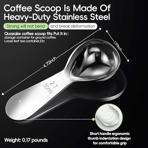 Coffee Scoop 2 Tablespoon Measuring Spoons for Ground Coffee30ML18/8(2Pcs).