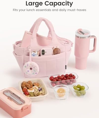 LOVEVOOK Cute Lunch Bag for Women, Insulated Lunch Box for Work