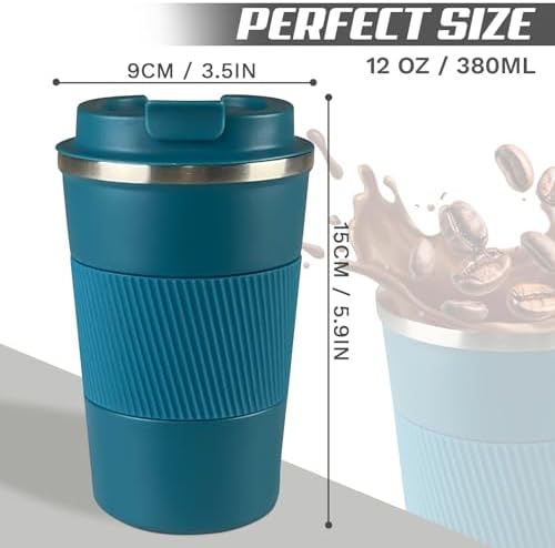 Vacuum Insulated Stainless Steel Travel Coffee Mug, Leak Proof Cup with Lid